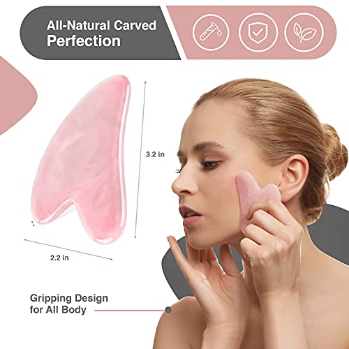 GuaSha Tool for Face - Rose Quartz Gua sha Facial Tools for Face & Body SPA -...