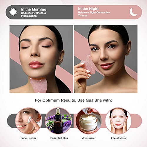 GuaSha Tool for Face - Rose Quartz Gua sha Facial Tools for Face & Body SPA -...