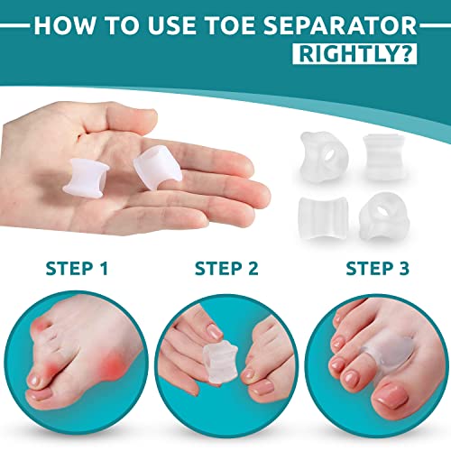 Toe Separators for feet – 4 Pack Hammer Toe Straightener & Toe Corrector for ...