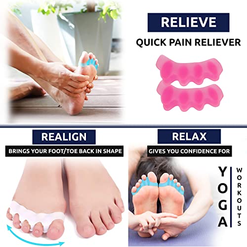 Toe Separators for Overlapping Toes – 5 Pair Soft Gel Toe Straighteners for F...