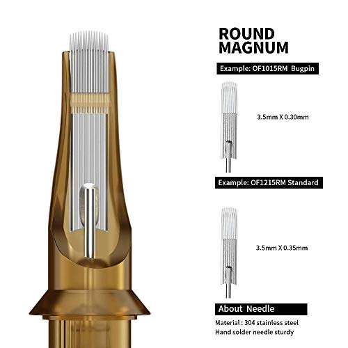 RHEIN Premium Tattoo Cartridge Needles #12 Standard 23 Round Magnum M-Taper 2...