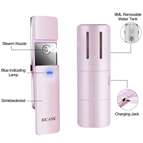RICANK Facial Nano Mister Handy Mist Spray Steamer Face Sprayer Rechargeable ...