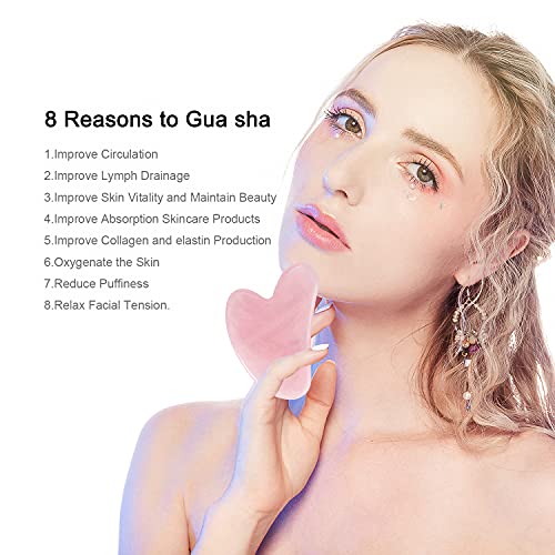 Gua Sha Massage Tool,Natural Jade Stone Rose Quartz Guasha Board Scraping,Age...
