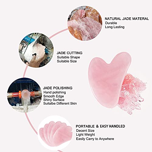 Gua Sha Massage Tool,Natural Jade Stone Rose Quartz Guasha Board Scraping,Age...