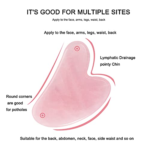 Gua Sha Massage Tool,Natural Jade Stone Rose Quartz Guasha Board Scraping,Age...