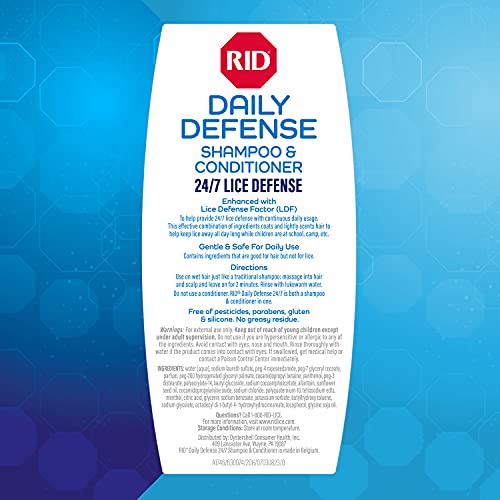RID Daily Defense Lice Shampoo & Conditioner, Used Daily Provides 24/7 Defens...