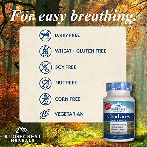 Ridgecrest Clearlungs Extra Strength, Herbal Decongestant, 120 Vegan Capsules
