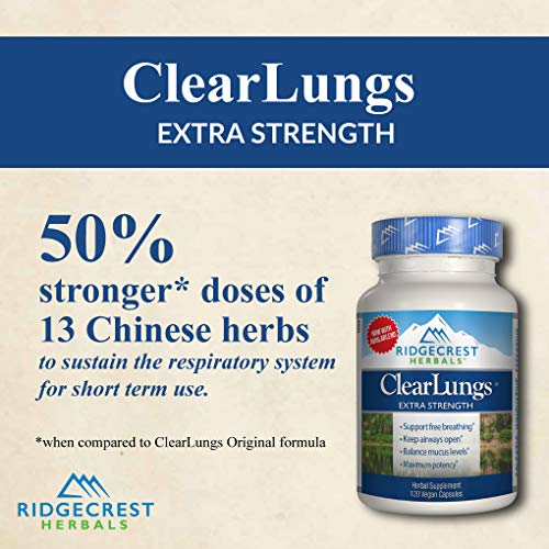 Ridgecrest Clearlungs Extra Strength, Herbal Decongestant, 120 Vegan Capsules