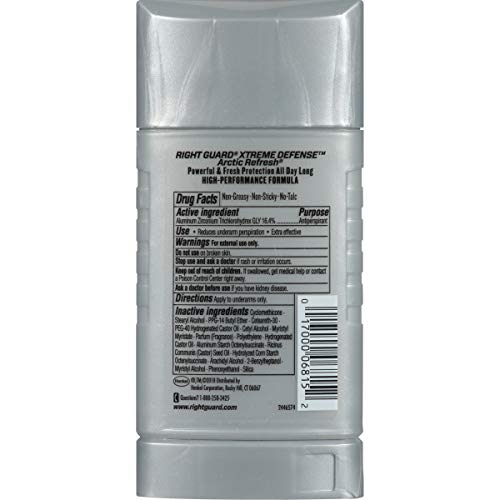 Right Guard Xtreme Defense Antiperspirant Deodorant Invisible Solid Stick, Ar...