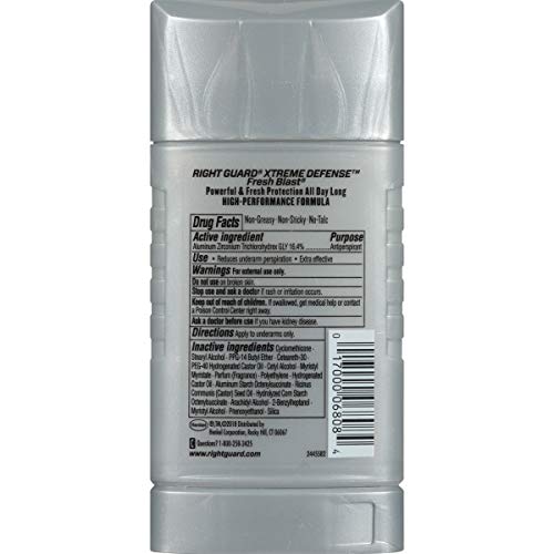 Right Guard Xtreme Defense Antiperspirant Deodorant Invisible Solid Stick, Fr...