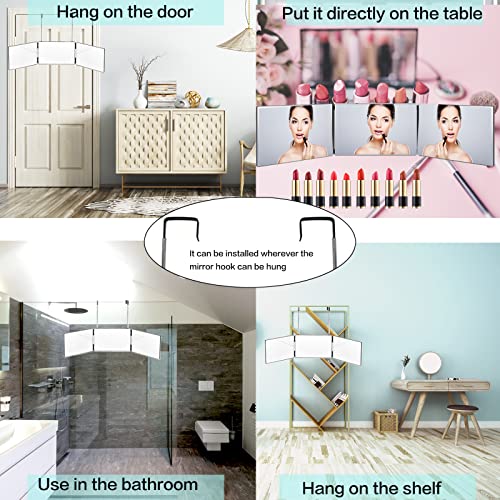 3 Way Mirror for Hair-Cutting, Trifold Vanity Mirror 360°Trifold Mirror Hanga...