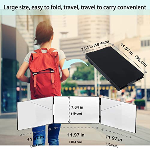 3 Way Mirror for Hair-Cutting, Trifold Vanity Mirror 360°Trifold Mirror Hanga...