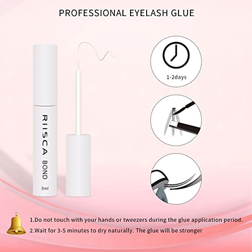 RIISCA Individual Lashes kit,D Curl 10-12-14mm Mixed,20D,violet Natural Clust...