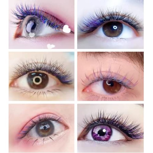 RIISCA Individual Lashes kit,D Curl 10-12-14mm Mixed,20D,violet Natural Clust...