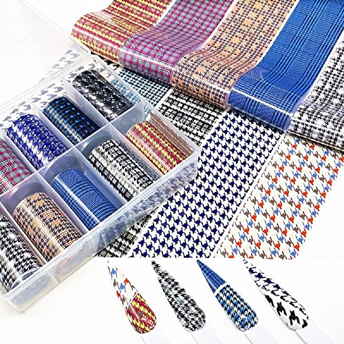 1 Box Houndstooth Nail Foils for Plaid Transfer Paper Stickers Sliders Laser ...