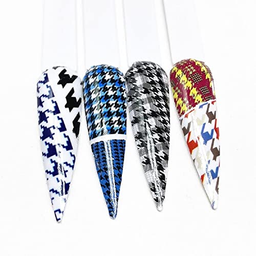 1 Box Houndstooth Nail Foils for Plaid Transfer Paper Stickers Sliders Laser ...