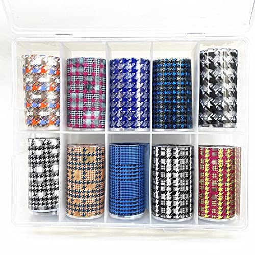 1 Box Houndstooth Nail Foils for Plaid Transfer Paper Stickers Sliders Laser ...