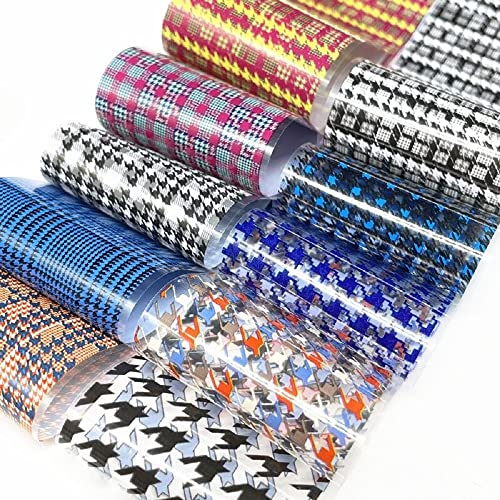 1 Box Houndstooth Nail Foils for Plaid Transfer Paper Stickers Sliders Laser ...