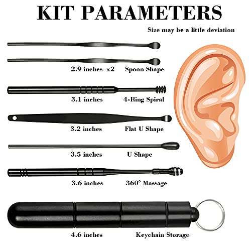 6 Pcs Portable Earwax Removal Kit Products, Stainless Steel Ear Wax Remover T...
