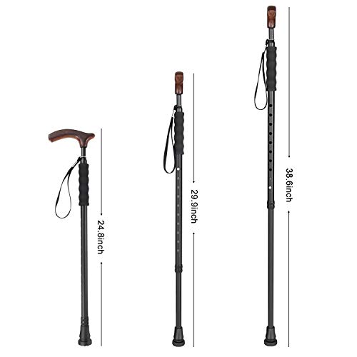 Rirether Lightweight Aluminum Alloy Walking Cane, Adjustable Walking Stick Ba...