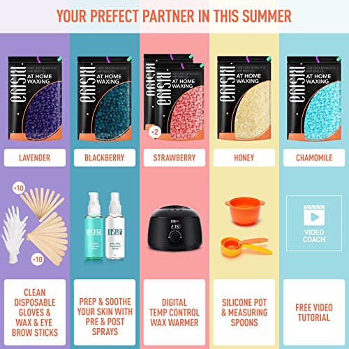 Risiya Waxing Kit Wax Warmer- 6 Packs Hard Wax Beans Sensitive Skin Hair Remo...