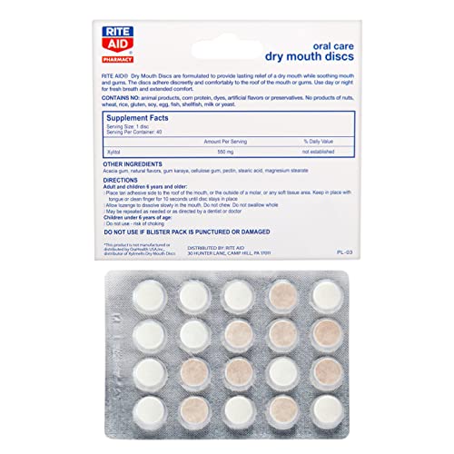 Rite Aid Dry Mouth Discs - 40 Discs | Mint Flavor Freshens Breath | Oral Care...