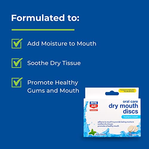 Rite Aid Dry Mouth Discs - 40 Discs | Mint Flavor Freshens Breath | Oral Care...