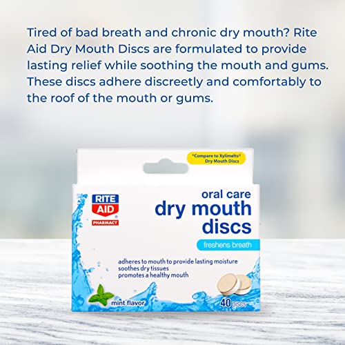 Rite Aid Dry Mouth Discs - 40 Discs | Mint Flavor Freshens Breath | Oral Care...