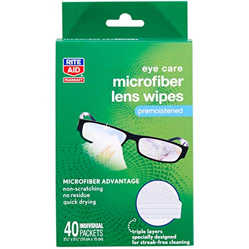 Rite Aid Eye Care Microfiber Lens Wipes - 40 Count | Cleaning Cloth for Glasses