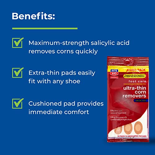Rite Aid Foot Care Maximum Strength Ultra-Thin Corn Removers - 18 Pads/ 18 Me...