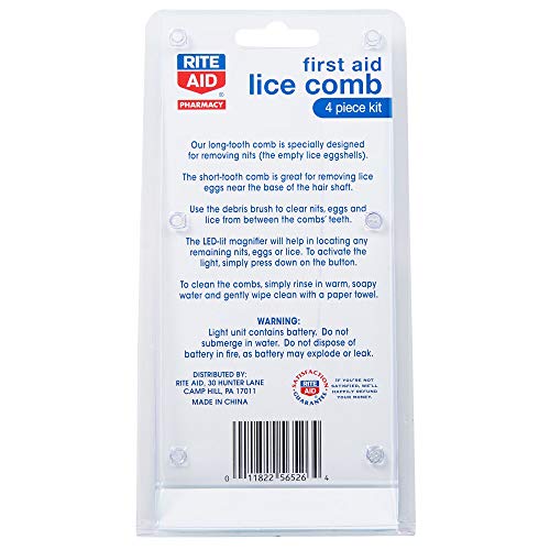Rite Aid Head Lice Comb Kit with LED Magnifier - 4 Piece Kit | for Head Lice ...