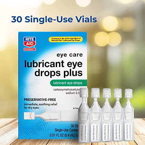 Rite Aid Lubricant Eye Drops Plus - 30 Vials | Carboxymethylcellulose Sodium ...