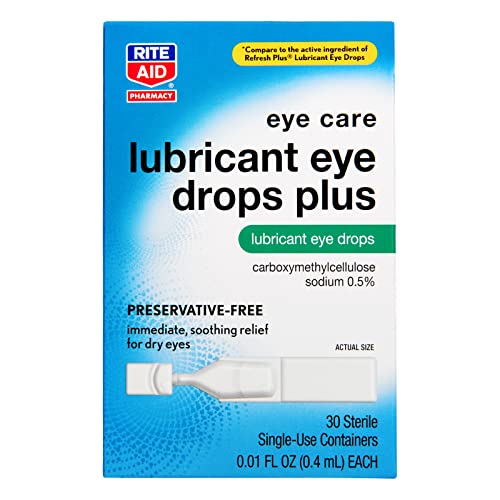 Rite Aid Lubricant Eye Drops Plus - 30 Vials | Carboxymethylcellulose Sodium ...