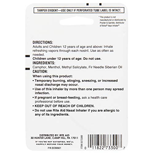 Rite Aid Menthol Nasal Inhaler - 0.007 oz | Nasal Decongestant with Soothing ...