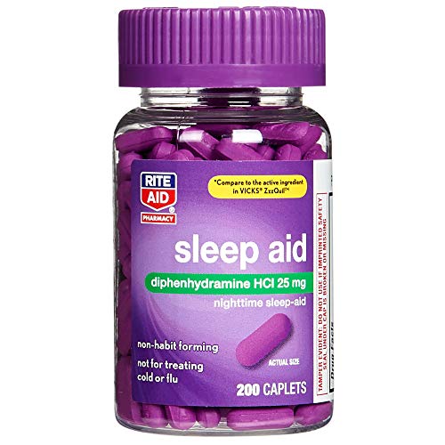 Rite Aid Sleep Aid Caplets, Diphenhydramine HCl, 25mg - 200 Count | Sleeping ...