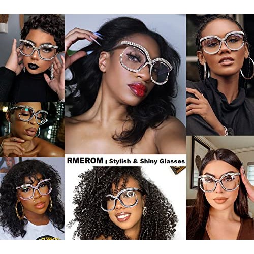 RMEROM Blue Light Blocking Oversized Glasses Stylish Fake Round Eyeglasses fo...