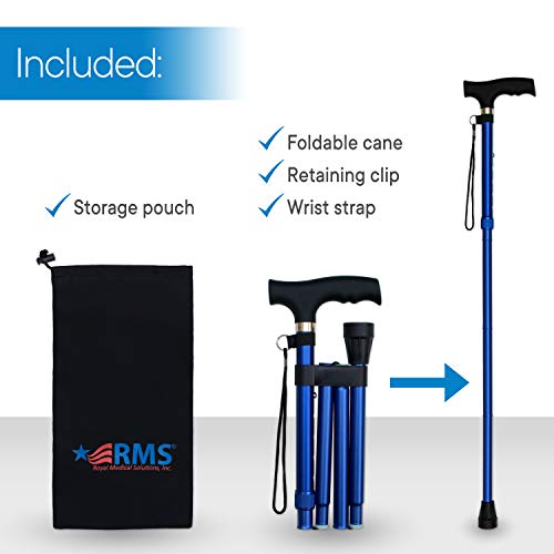 RMS Folding Cane - Foldable, Adjustable, Lightweight Aluminum Offset Walking ...