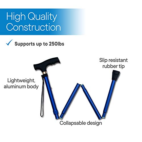 RMS Folding Cane - Foldable, Adjustable, Lightweight Aluminum Offset Walking ...