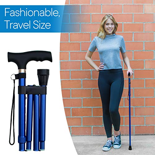 RMS Folding Cane - Foldable, Adjustable, Lightweight Aluminum Offset Walking ...