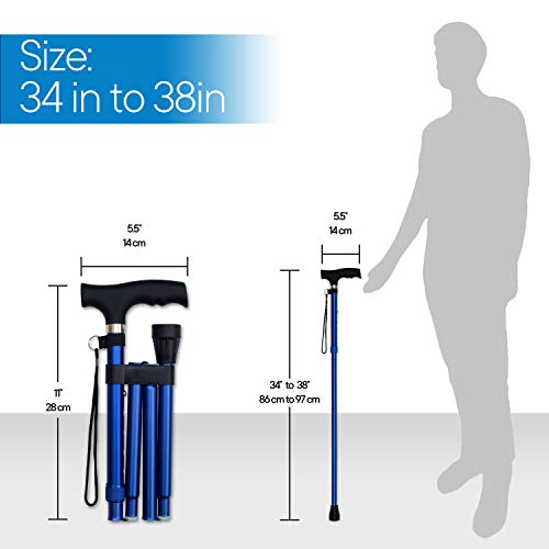 RMS Folding Cane - Foldable, Adjustable, Lightweight Aluminum Offset Walking ...