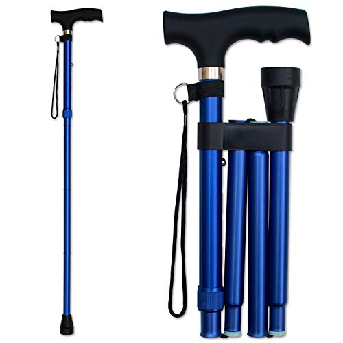 RMS Folding Cane - Foldable, Adjustable, Lightweight Aluminum Offset Walking ...