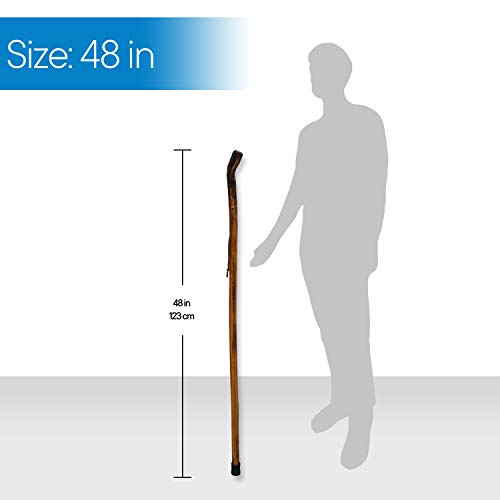 RMS Natural Wood Walking Stick - 48 Inch Handcrafted Wooden Hiking Stick and ...