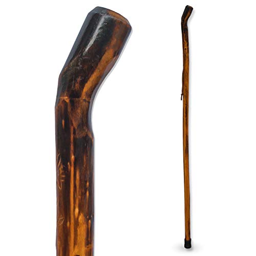 RMS Natural Wood Walking Stick - 48 Inch Handcrafted Wooden Hiking Stick and ...