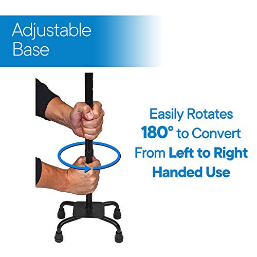 RMS Quad Cane - Adjustable Walking Cane with 4-Pronged Base for Extra Stabili...