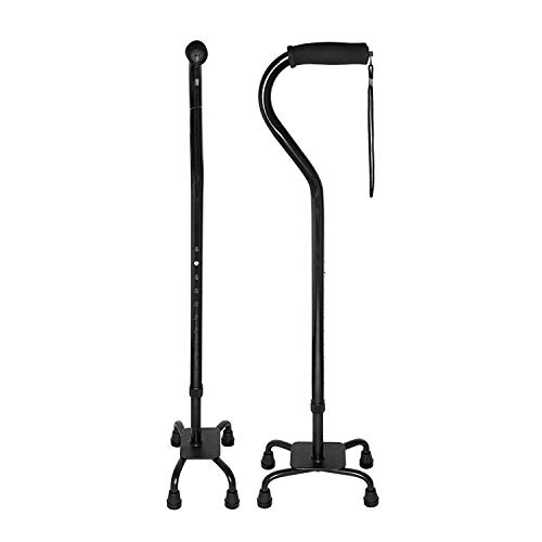 RMS Quad Cane - Adjustable Walking Cane with 4-Pronged Base for Extra Stabili...