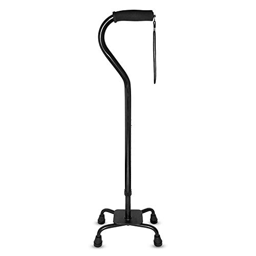 RMS Quad Cane - Adjustable Walking Cane with 4-Pronged Base for Extra Stabili...