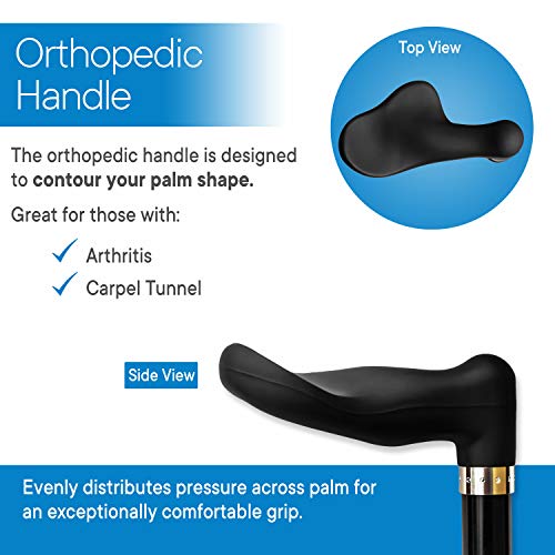 RMS Right Hand Walking Cane with Palm Grip Orthopedic Handle - Adjustable Off...