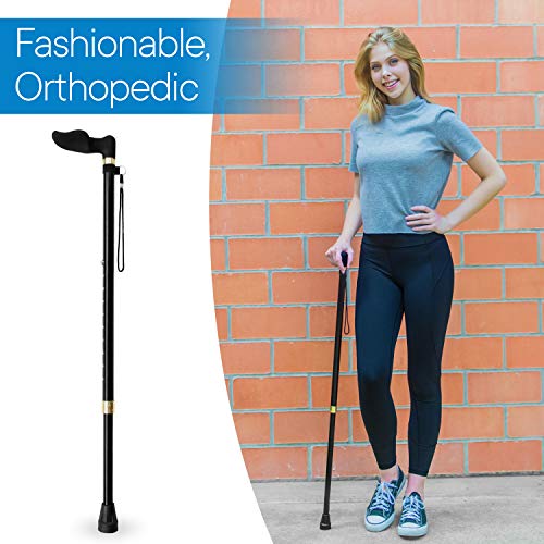 RMS Right Hand Walking Cane with Palm Grip Orthopedic Handle - Adjustable Off...