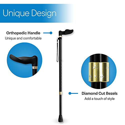 RMS Right Hand Walking Cane with Palm Grip Orthopedic Handle - Adjustable Off...