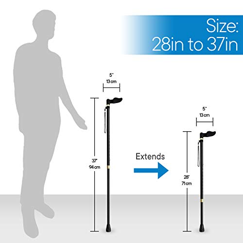 RMS Right Hand Walking Cane with Palm Grip Orthopedic Handle - Adjustable Off...